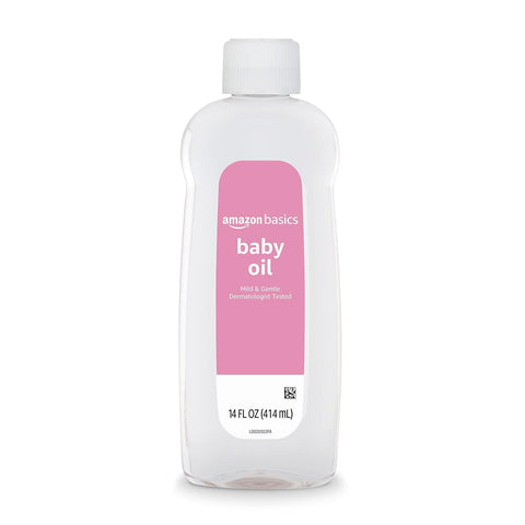 Amazon Basics Baby Oil, Mild & Gentle, Dermatologist Tested, Prevents Moisture Loss, Dry Skin Relief, 14 fl oz, 4-Pack (Previously Solimo)
