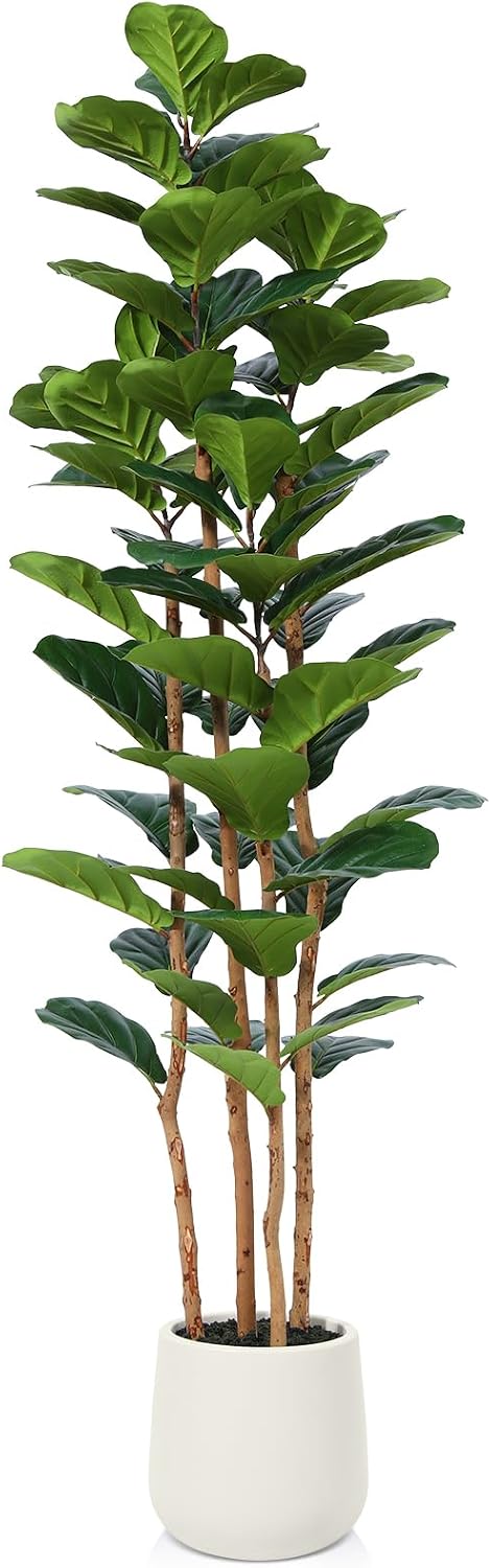 6FT Artificial Fiddle Leaf Fig Tree with White Planter for Home Decor