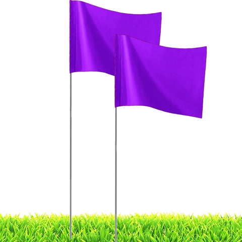 20Pack Purple Marking Flags, JIZHGRAD 13x4x5 Inch Marker Flags Use for Yard & Lawn, Boundary & Dog Training, Survey & Landscape, Sprinkler & Surveyor, Garden & Construction, High Visibility, Sturdy, Versatile, UV & Weather Resistant