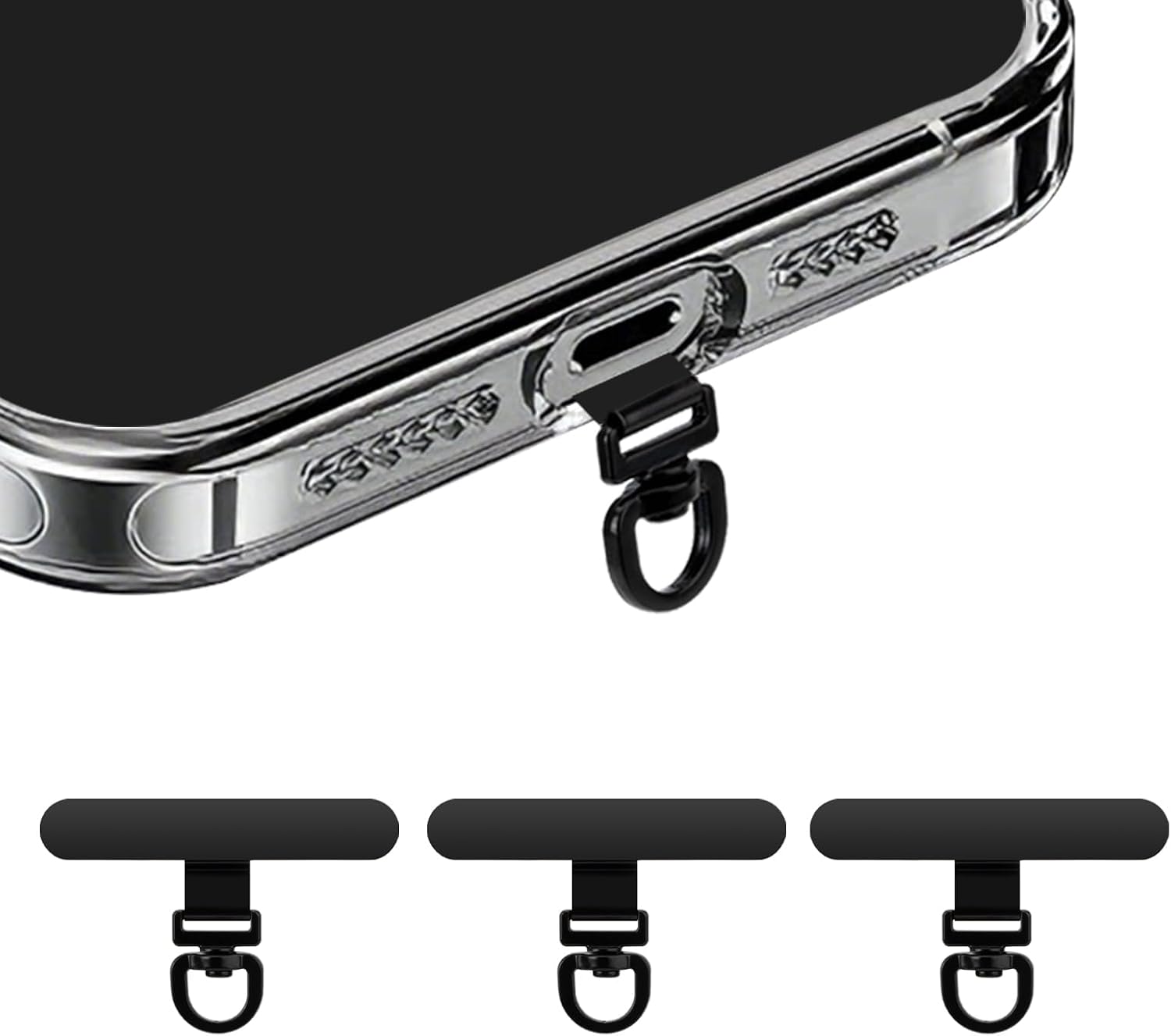 Yojaro 360° Rotating Stainless Steel Phone Tether Tab (3-Pack) - Universal for iPhone & Other Phones (Fits Wristbands/Necklaces/Crossbody Straps)