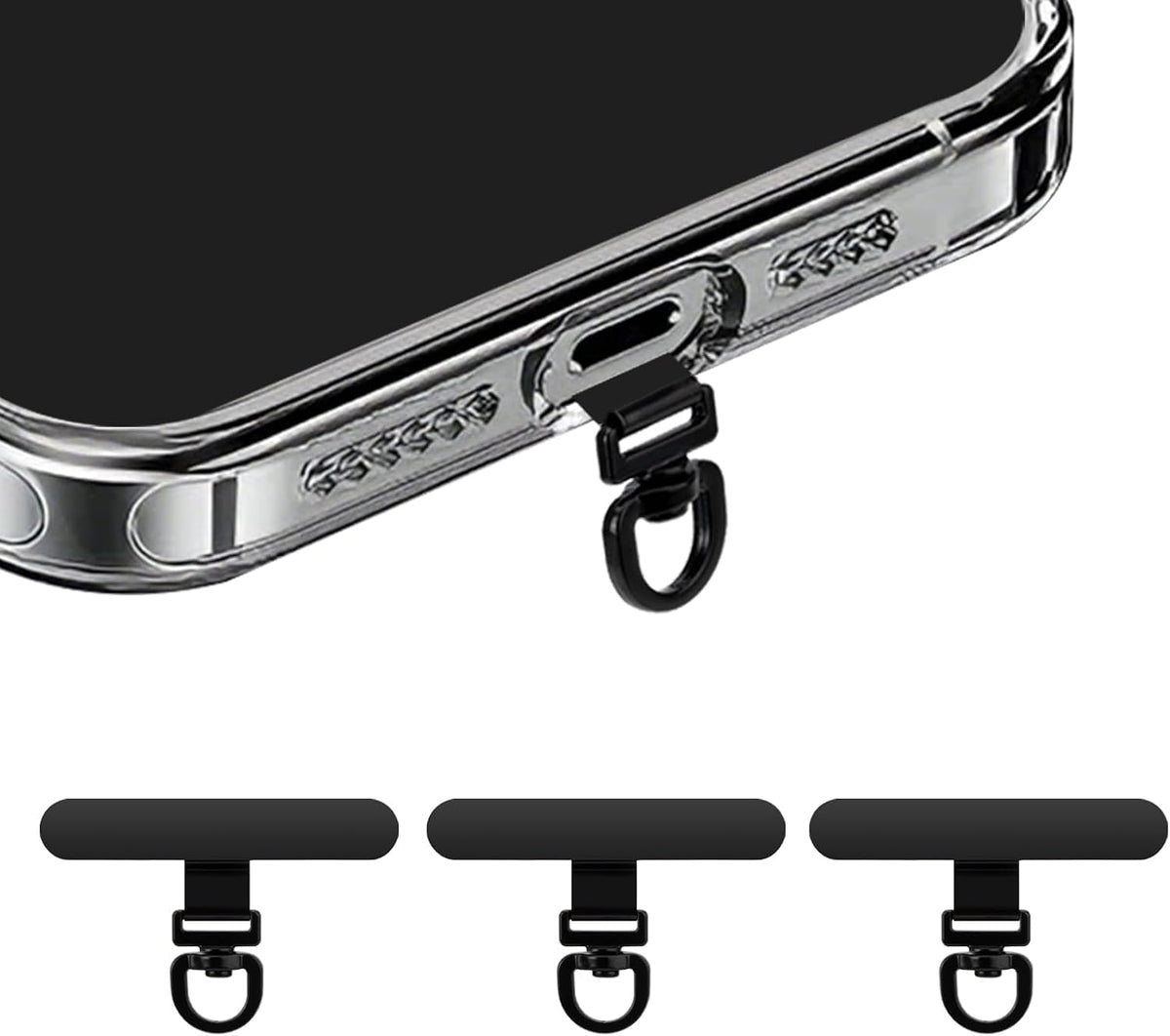 Yojaro 360° Rotating Stainless Steel Phone Tether Tab (3-Pack) - Universal for iPhone & Other Phones (Fits Wristbands/Necklaces/Crossbody Straps)