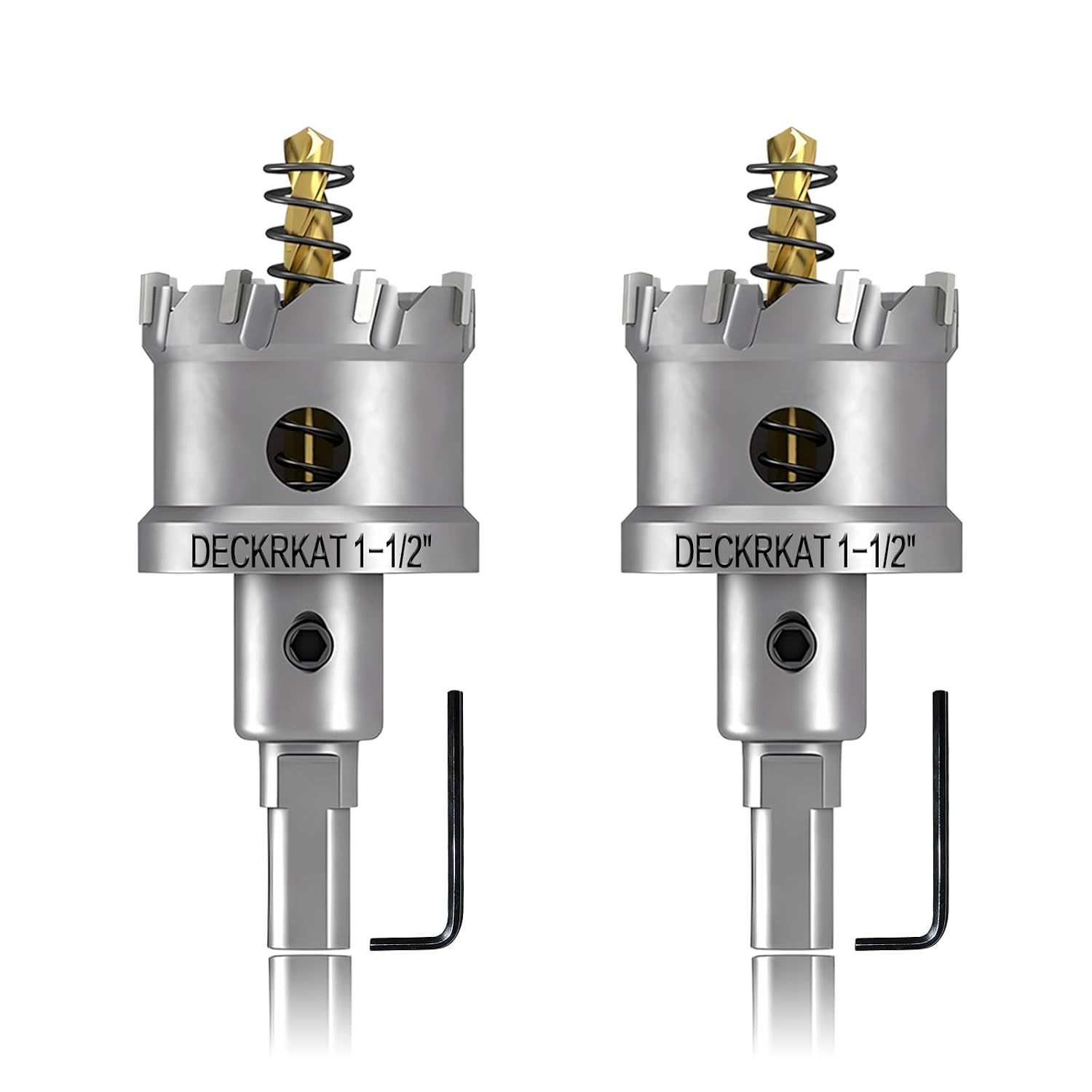2-Pack 1-1/2" TCT Hole Saws for Hard Metal, Heavy Duty 38mm Tungsten Carbide Tipped Hole Cutters Set with Spring-Loaded Pilot Drill Bits for Stainless Steel, Metal, Iron, and Plastic