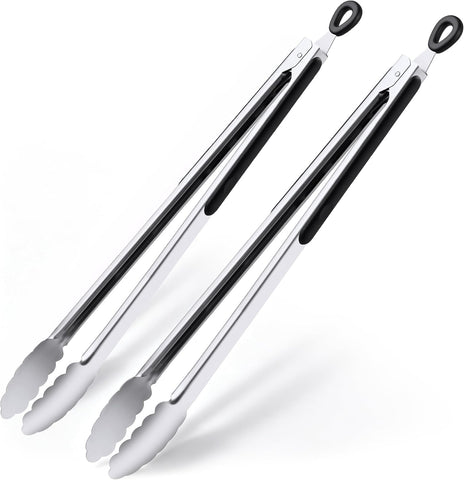 Grill Tongs, 17 Inch Extra Long Stainless Steel BBQ Tongs (17", 2PCS)