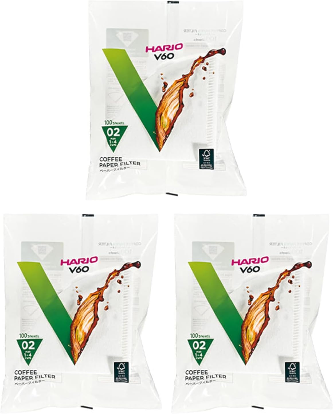 Hario V60 Paper Coffee Filter, Size 02, Natural, 100ct