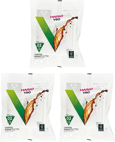 Hario V60 Paper Coffee Filter, Size 02, Natural, 100ct