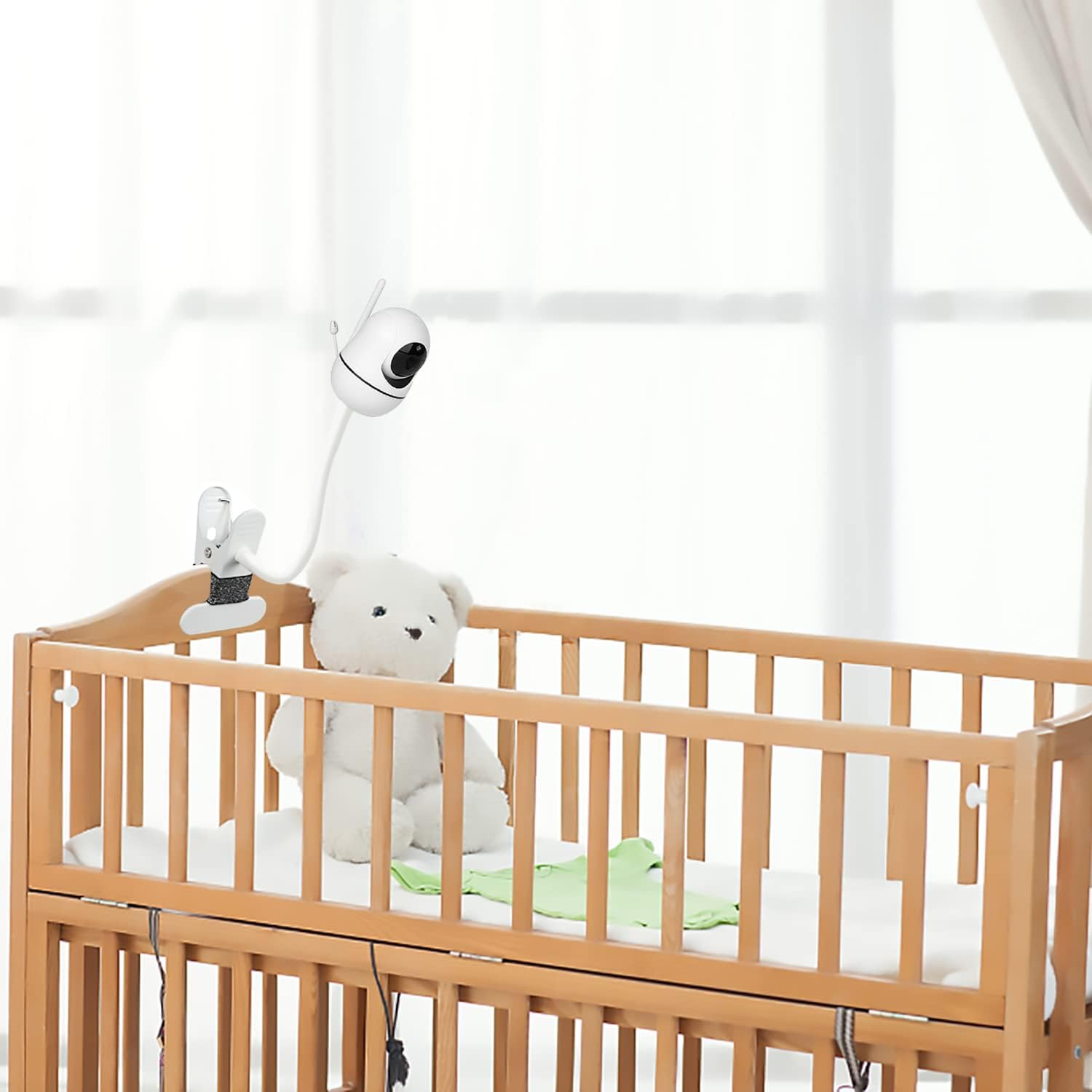 Baby Monitor Mount Compatible with HelloBaby HB6550/HB65/HB66/HB248,ANMEATE SM935E Baby Monitor Camera 15.7 inches Flexible Clip Clamp Mount Long Gooseneck Arm, Baby Monitors Holder Without Tools
