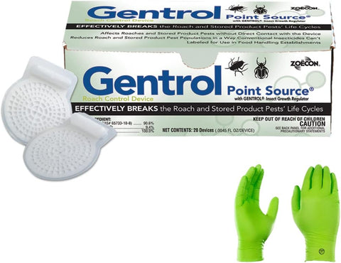 Gentrol Point Source IGR Discs ZOE1007 (20 Pack) German Cockroach Growth Regulator - with USA Supply Gloves & Pest Identification Card - Product is Non-perishable