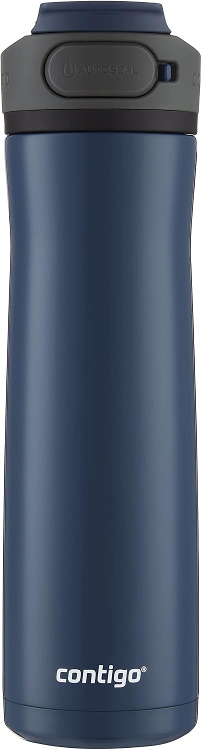 Contigo Cortland Chill 2.0 Blueberry Stainless Steel Water Bottle Vacuum-Insulated Spill-Proof Lid 24oz Ideal for Hot or Cold Drinks Interchangeable Lid Perfect for Kids & Adults