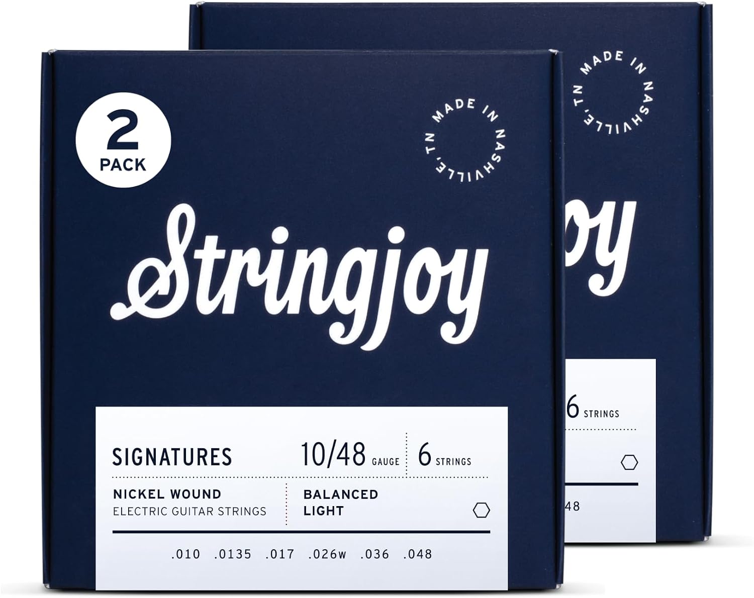 Stringjoy Signatures 10-48 Balanced Light Wound 3rd guitar strings – Nickel Wound Electric Guitar Strings - Balanced Tension and Optimal Tone with a Wound 3rd String, Electric 6 String Set, 1-Pack