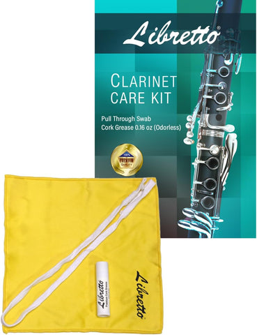 Libretto Clarinet Swab Kit, Pull Through Swab + Cork Grease, Microfiber Swab for Bb Clarinet, Odorless 0.16 oz Cork Grease for Woodwind Musical Instruments