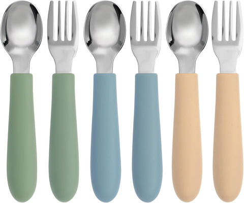 Eascrozn 6 Pack Toddler Utensils, Toddler Forks and Spoons Set