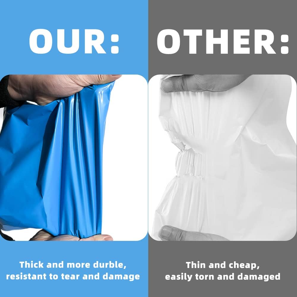 POLYSELLS 200 pcs 12x15.5 Inches Blue Poly Mailers Shipping Envelopes, Strong Adhesive Sealing, Waterproof, and Tear-resistant Postal Mailing Bags for Small Business, Clothes, Non-Fragile Items