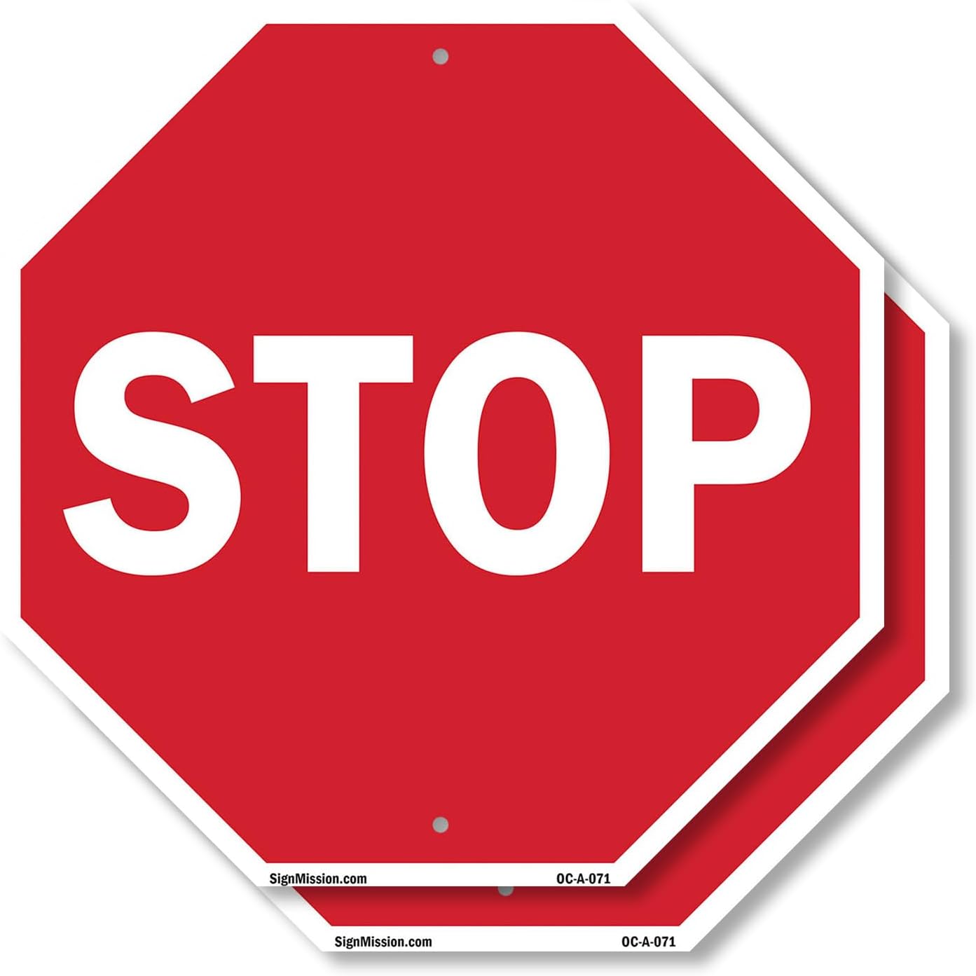 Stop (2 Pack) 10 inch X 10 inch Octagon Plastic Sign Weather Resistant, UV Protected for Workplace, Private Property, and Construction Site, Made in the USA