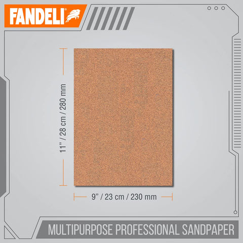 Fandeli | Multi-Purpose Sandpaper | 100 Grit | 50 Sheets of 9'' x 11'' | Ideal for Sanding Metal, Untreated Wood and Painted Surfaces | Sandpaper Sheets | Sandpaper Grit.