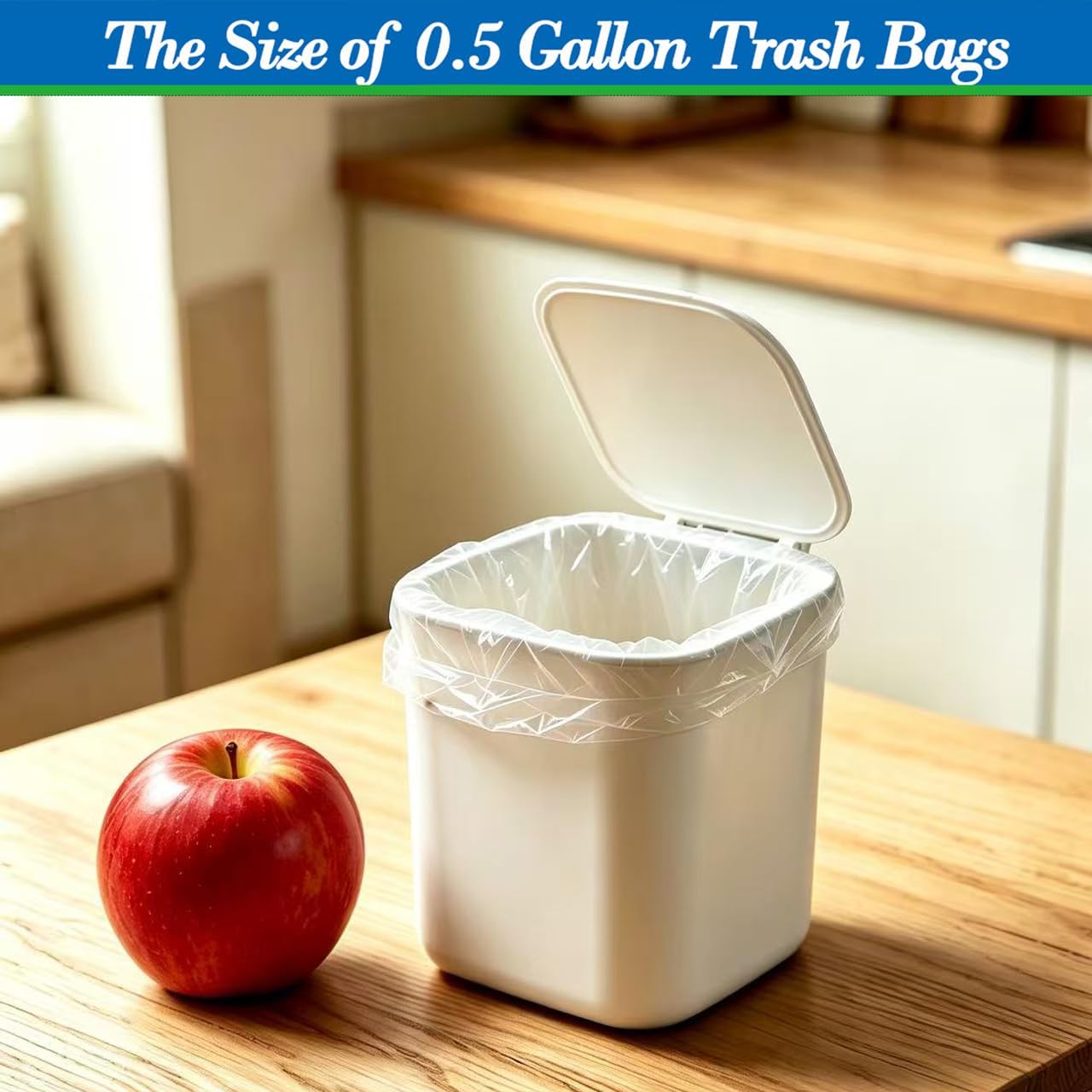 0.5 Gallon 250 pcs Mini Clear Trash Bags, Tiny Strong Garbage Bags,Small Plastic Bags for Desktop Trash Bin, Tiny Bathroom Trash Can Bin Liners,Mini Bags for Waste Basket Liner,Fit 2 Liters-Clear