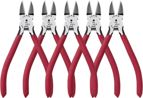 IGAN-P6 Wire Flush Cutters (Pack of 5), 6-inch Ultra Sharp and Powerful Side Cutter Clippers, Ideal Wire Snips for Handmade and Any Clean Cut Needs
