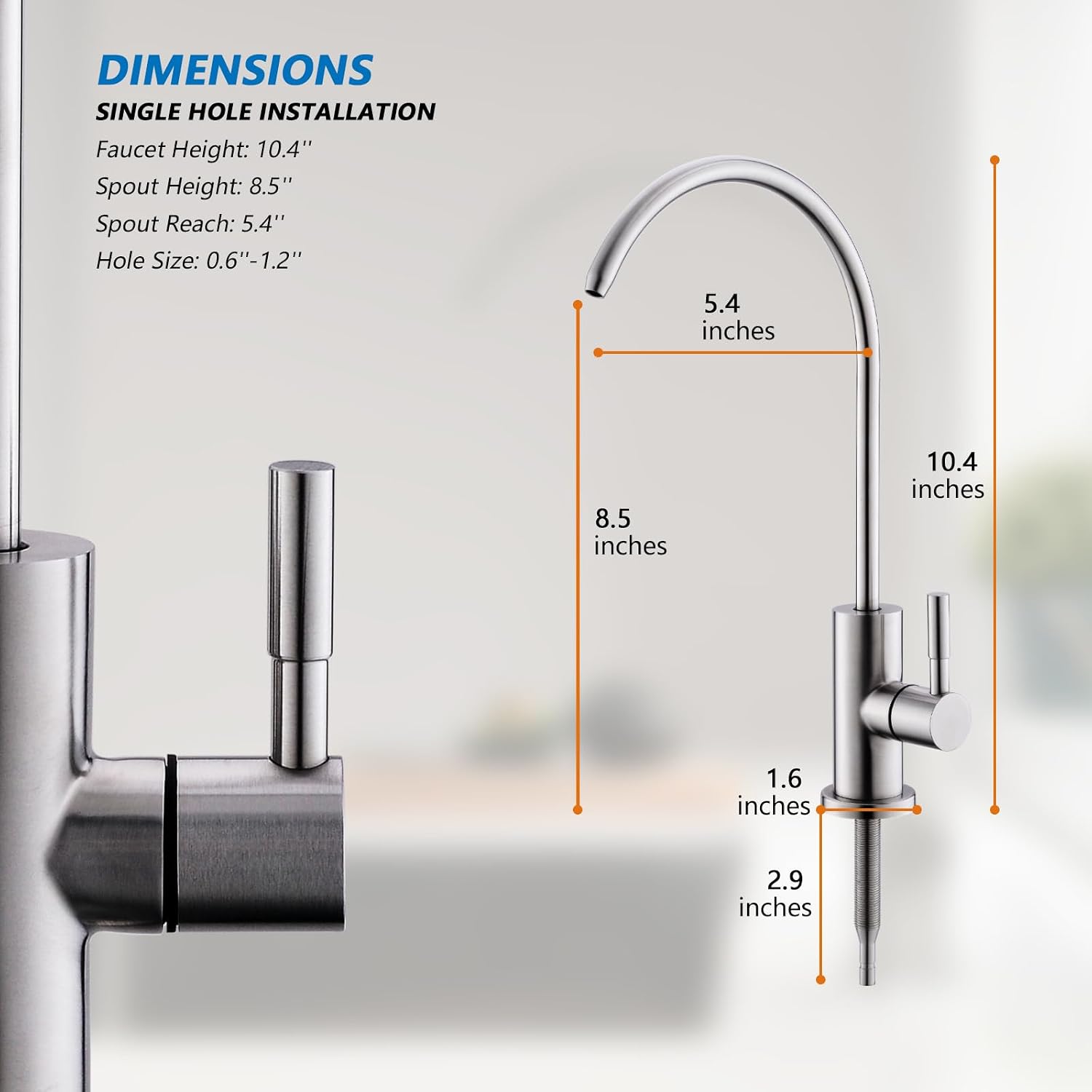 WEWE Drinking Water Faucet for RO System and Bar Sink, Brushed Nickel