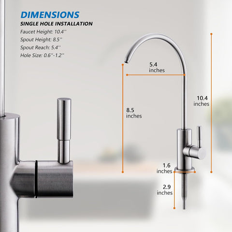 WEWE Drinking Water Faucet for RO System and Bar Sink, Brushed Nickel
