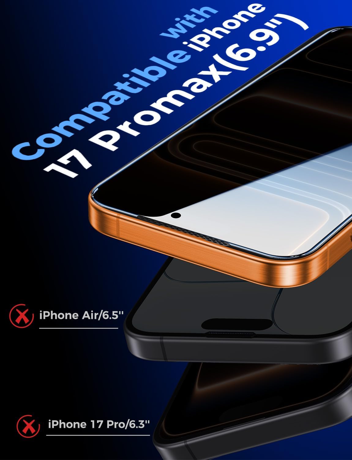 MAGIC JOHN 2 Pack for iPhone 17 Pro Max 6.9 inch Privacy Glass Screen Protector-[Anti-Spy] Auto Dust-Elimination, Bubble Free, Easy Installation, Daily Drop Protection