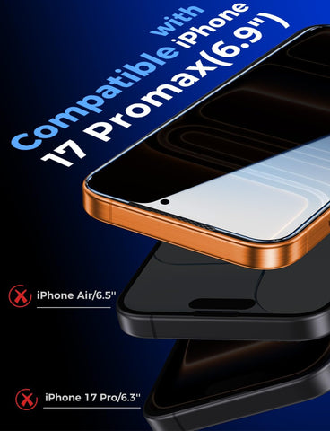 MAGIC JOHN 2 Pack for iPhone 17 Pro Max 6.9 inch Privacy Glass Screen Protector-[Anti-Spy] Auto Dust-Elimination, Bubble Free, Easy Installation, Daily Drop Protection