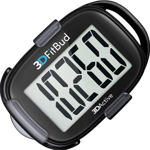 3DFitBud Simple Step Counter Walking 3D Pedometer by 3DActive with Clip, Lanyard Accurate Step Tracker Large Display, Easy to Use for Kids Men Women Adult Seniors Daily Step Tracking - A420S