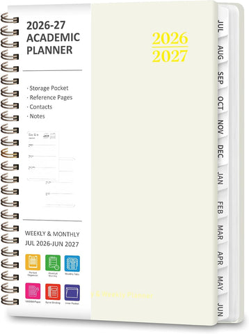 Planner 2026-2027, Weekly and Monthly Academic Planner, July 2026 - June 2027, Hardcover Calendar Agenda Book for School Year Planning, School Supplies for Teacher and Student, A5(6.3'' x 8.5'')
