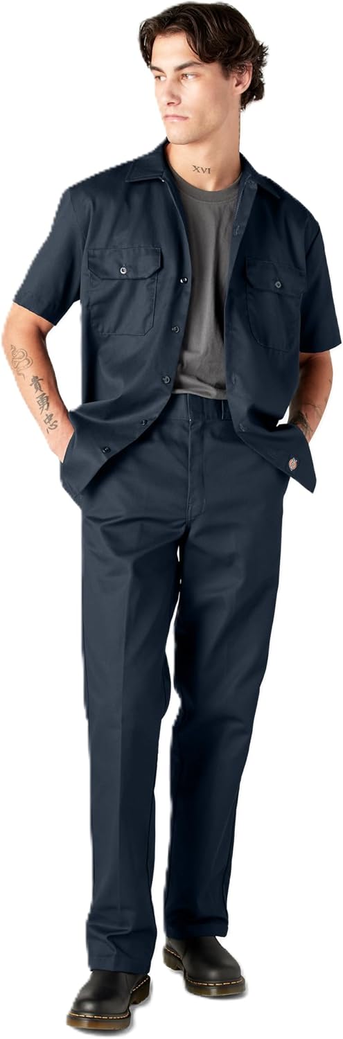 Dickies Men’s Short Sleeve Work Shirt – Durable Twill Button Down Shirts for Men, Lightweight Uniform for Daily Wear
