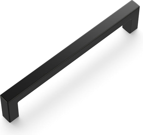 Hickory Hardware Solid Core Kitchen Cabinet Pulls, Luxury Cabinet Handles, Hardware for Doors & Dresser Drawers, 5-1/16 Inch (128mm) Hole Center, Matte Black, Skylight Collection (Pack of 1)