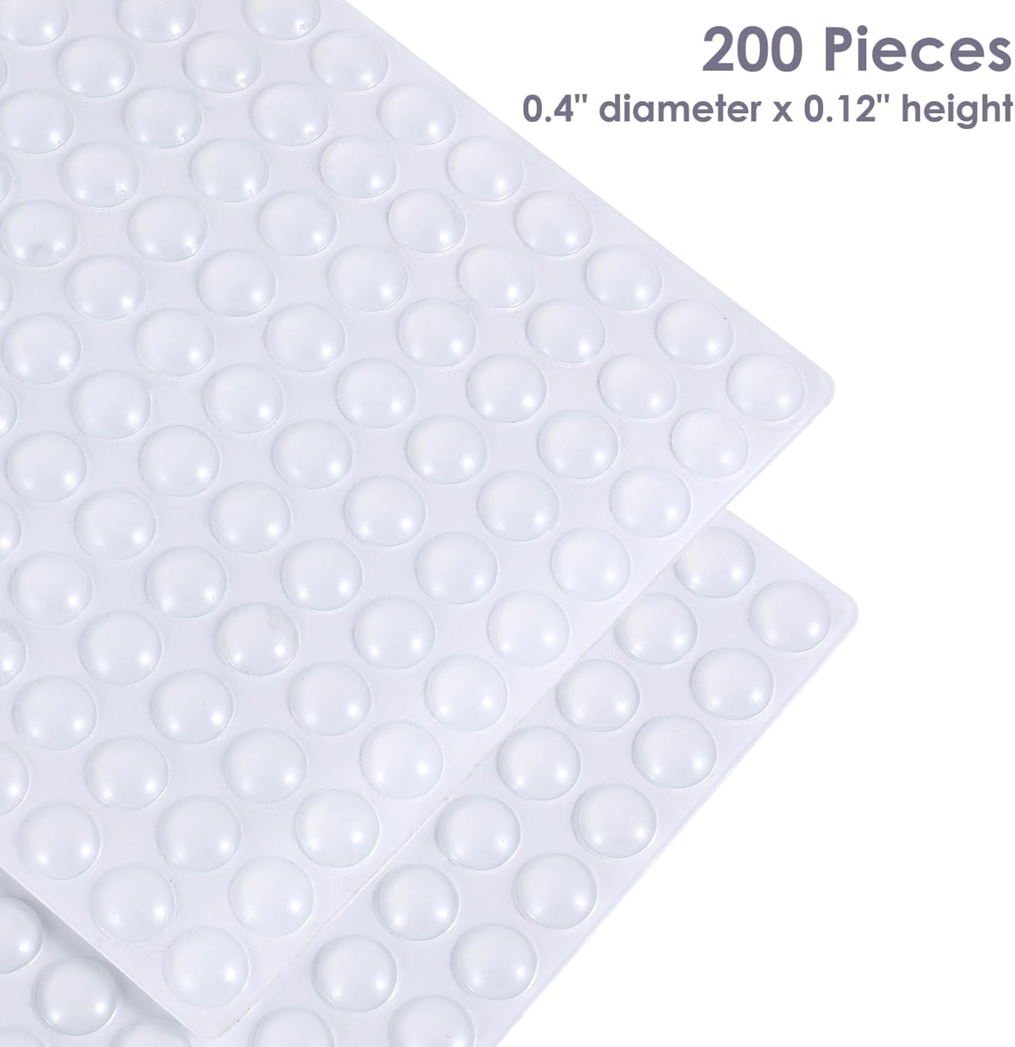 Juminiz 200 Pieces Cabinet Door Bumpers, 0.4inch Round Silicone Clear