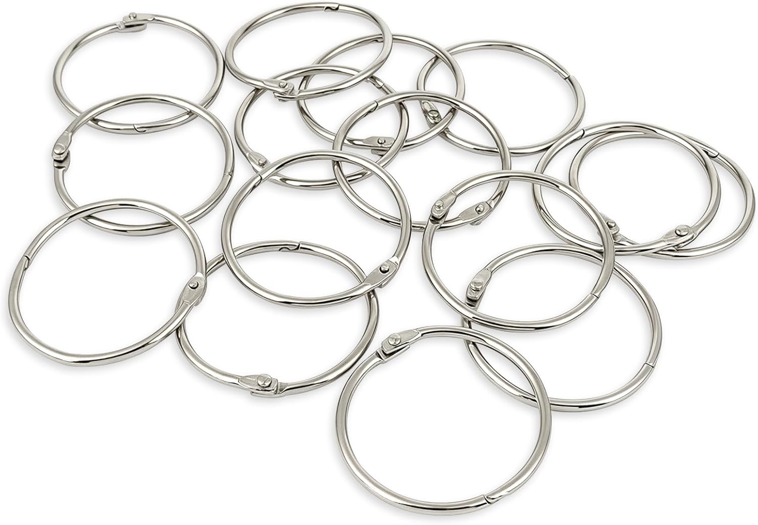 KTOJOY 2 Inch (15 Pack) Loose Leaf Binder Book Rings, with Metal Nickel Plated for Key,and Index Cards, for School, Home, or Office, Silver