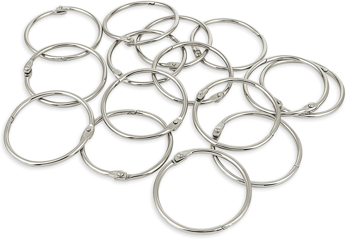 KTOJOY 2 Inch (15 Pack) Loose Leaf Binder Book Rings, with Metal Nickel Plated for Key,and Index Cards, for School, Home, or Office, Silver
