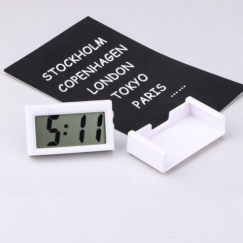 Shudyear Small Digital Clock， with Jumbo LCD Time & Day Display，Mini Automotive Small Digital Clock Battery Operated for Desktop Nightstand Pocket Car Truck Dashboard & Air Vent (6, White)