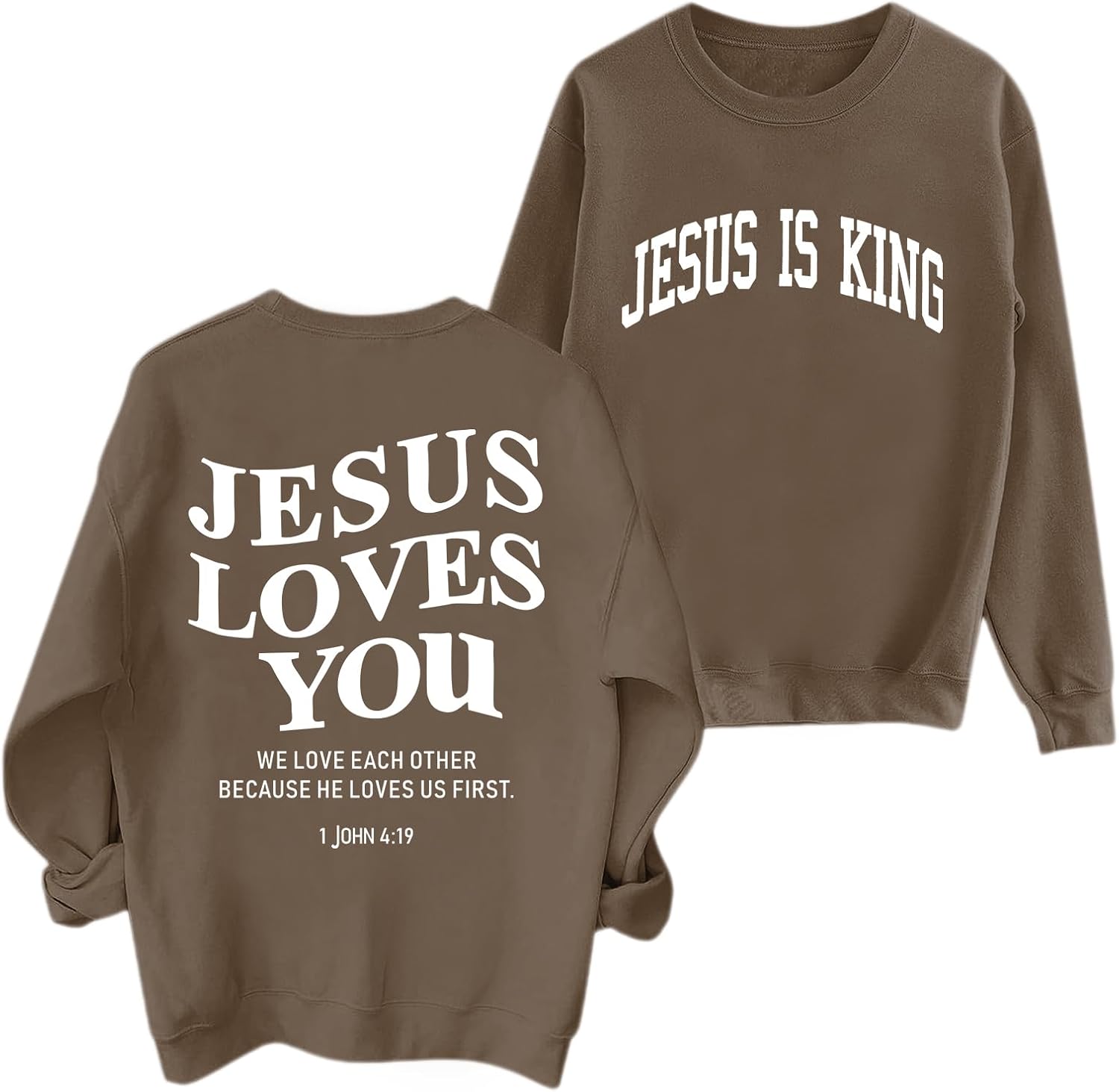 Sulayesh Fleece Christian Sweatshirts Women Jesus Loves You Jesus Is King Hoodie Religious Faith God Shirts Oversized Tops