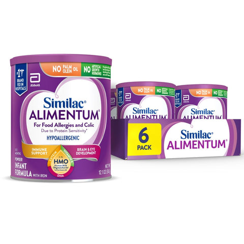 Similac Alimentum With 2'-FL HMO Hypoallergenic Infant Formula, for Food Allergies and Colic Due to Protein Sensitivity, Baby Formula Powder, 12.1-oz Can, Pack of 6