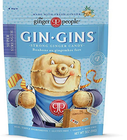 GIN GINS Super Strength Ginger Candy Made w/Fresh Ginger 3oz 12Pk