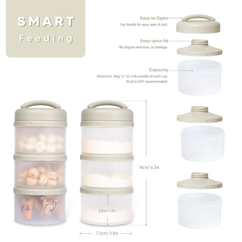 Termichy Stackable Formula Dispenser Portable: Milk Powder Container to go