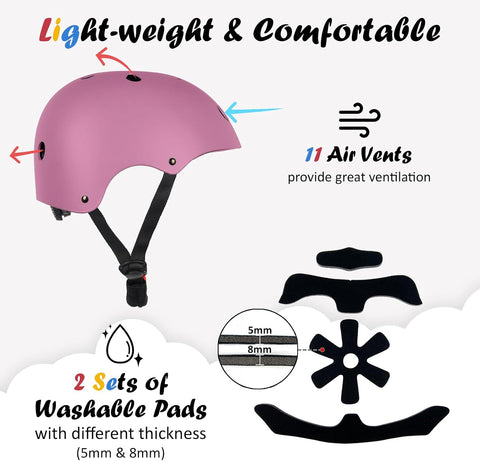 Kids Bike Helmet, Adjustable and Multi-Sport, from Toddler to Youth, 3 Sizes