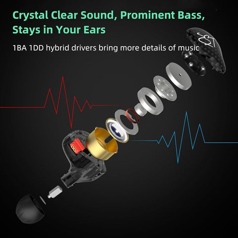 YINYOO KZ-ZST Colorful Hybrid Banlance Armature with Dynamic Ear Earphone 1BA+1DD HiFi Headset KZ in Ear Monitor Headphone Wired Earbuds IEM Earphone Gaming Ear Buds (Colorful/zst Without Microphone)