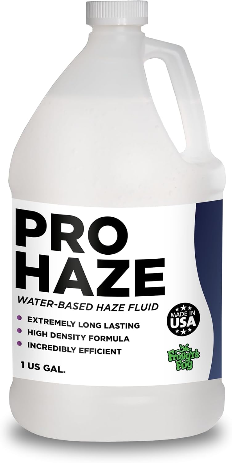 Froggy's Fog Pro Haze High-Performance Haze Fluid for Hurricane Haze 2 and Other Haze Machines, Water-Based Hazer Fluid, 1 Gallon
