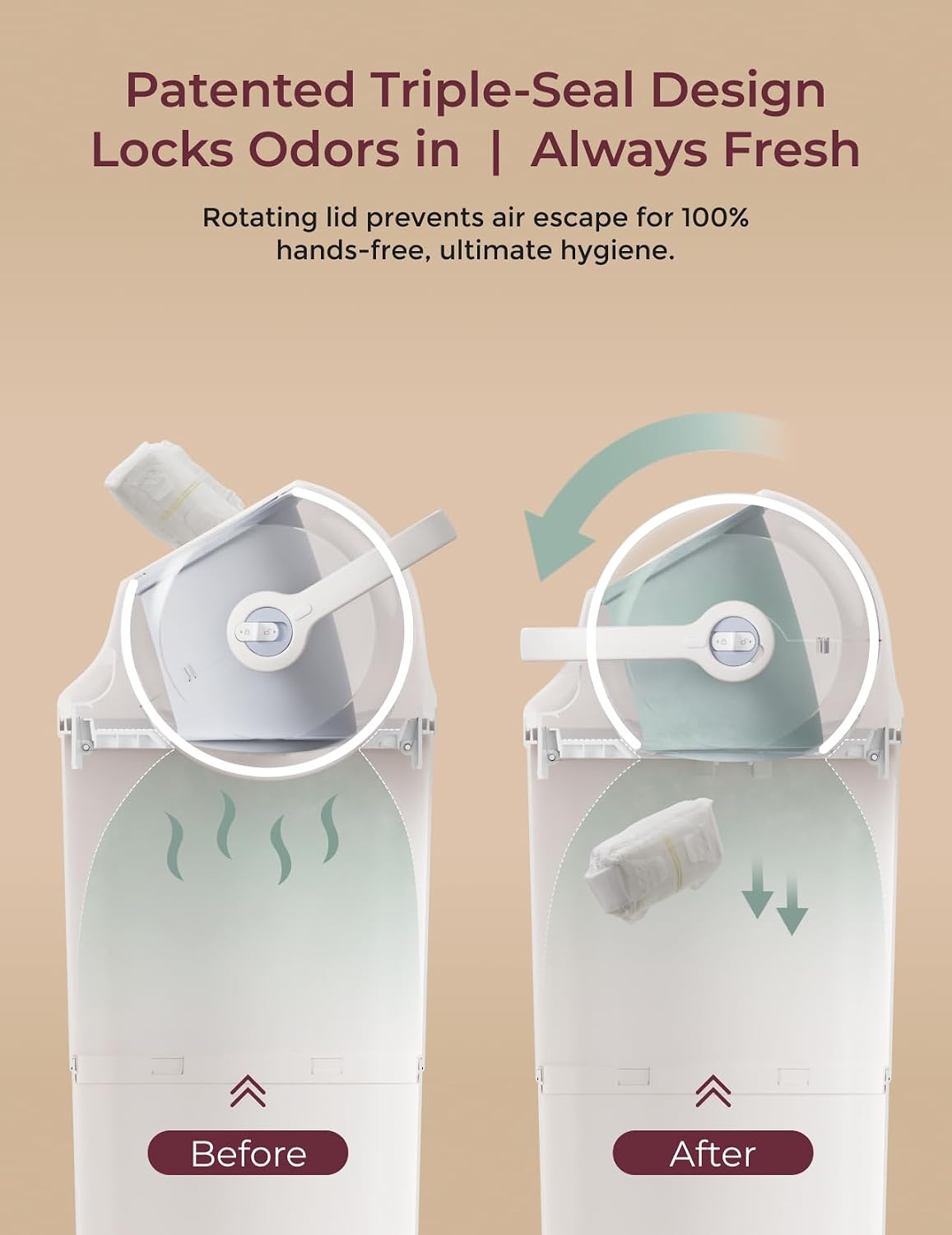 Momcozy Diaper Pail, Triple-Seal Odor Control, Fits Standard Trash Bags