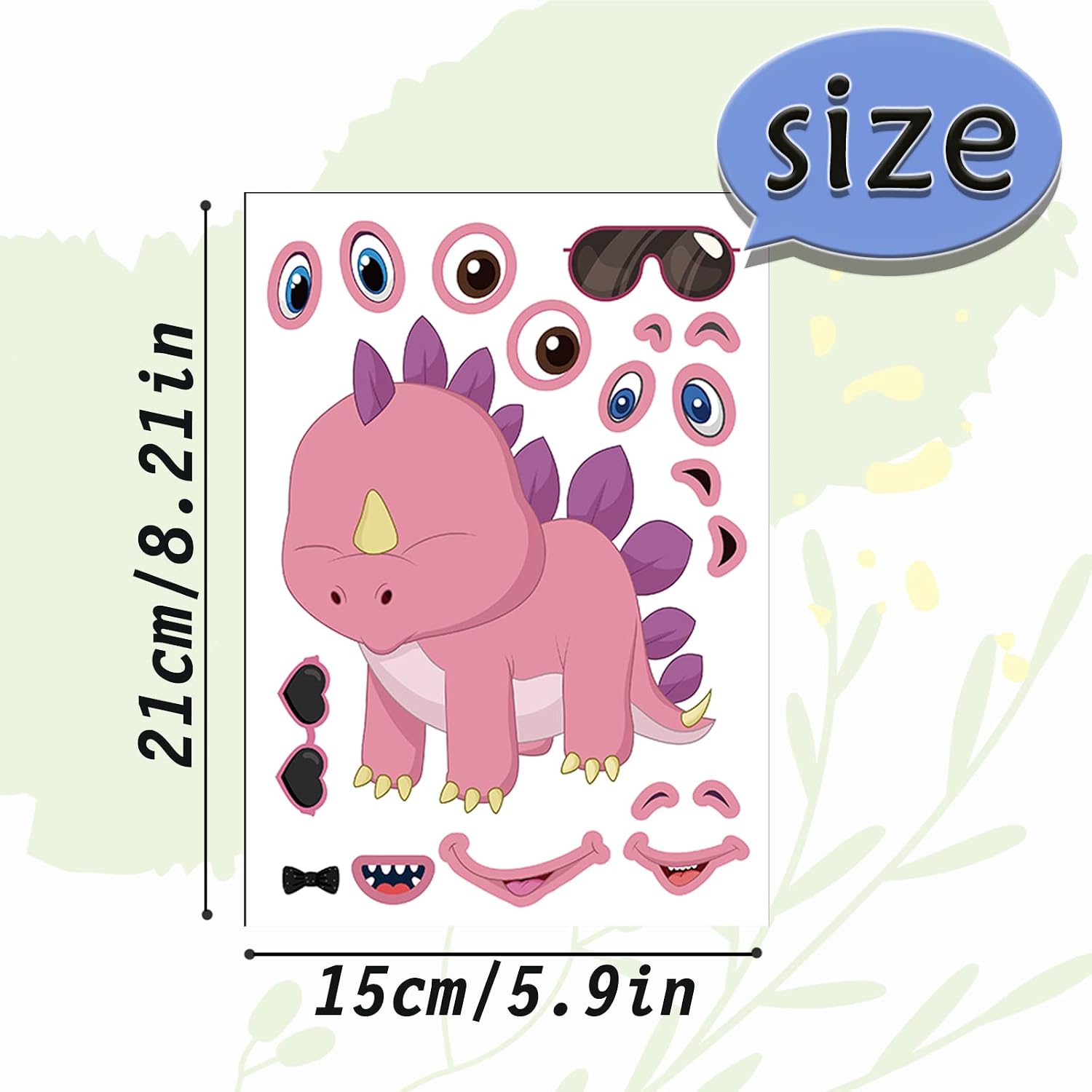 24 Sheets Make a Face Dinosaur Stickers for Boys Kids Party Favors