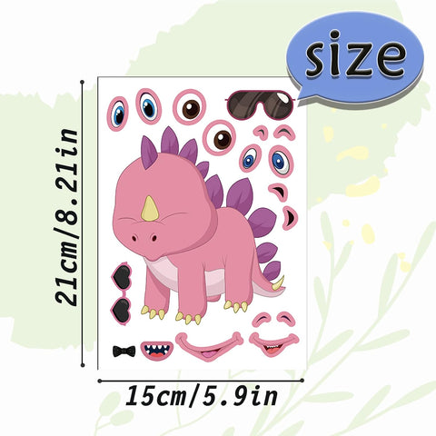 24 Sheets Make a Face Dinosaur Stickers for Boys Kids Party Favors