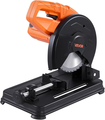 VEVOR Chop Saw, 7-1/4 in Stainless Steel Cold Cut Blade, 1200 W Motor, 4000 r/min Speed, 0-45° Adjustable Cutting Angle, Metal Cutting Chop Saw for Metal Square and Flat Tubes, I-Shaped Steels