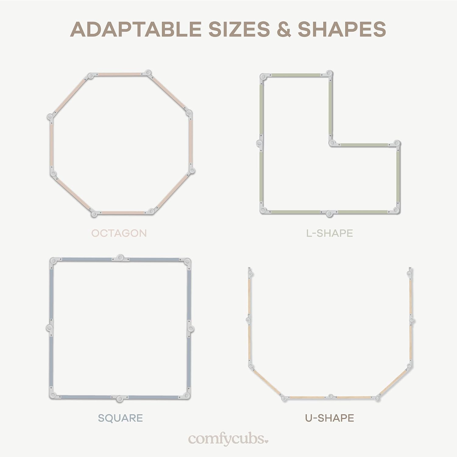 Comfy Cubs Baby Gate Playpen 57x57x25in - Foldable Playpen Blush