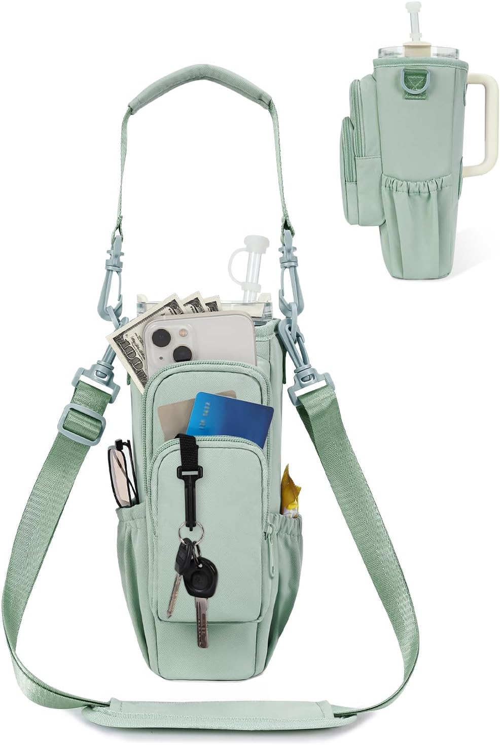 sportsnew 30/40oz Crossbody Water Bottle Holder Anti-Tip Tumbler Carrier