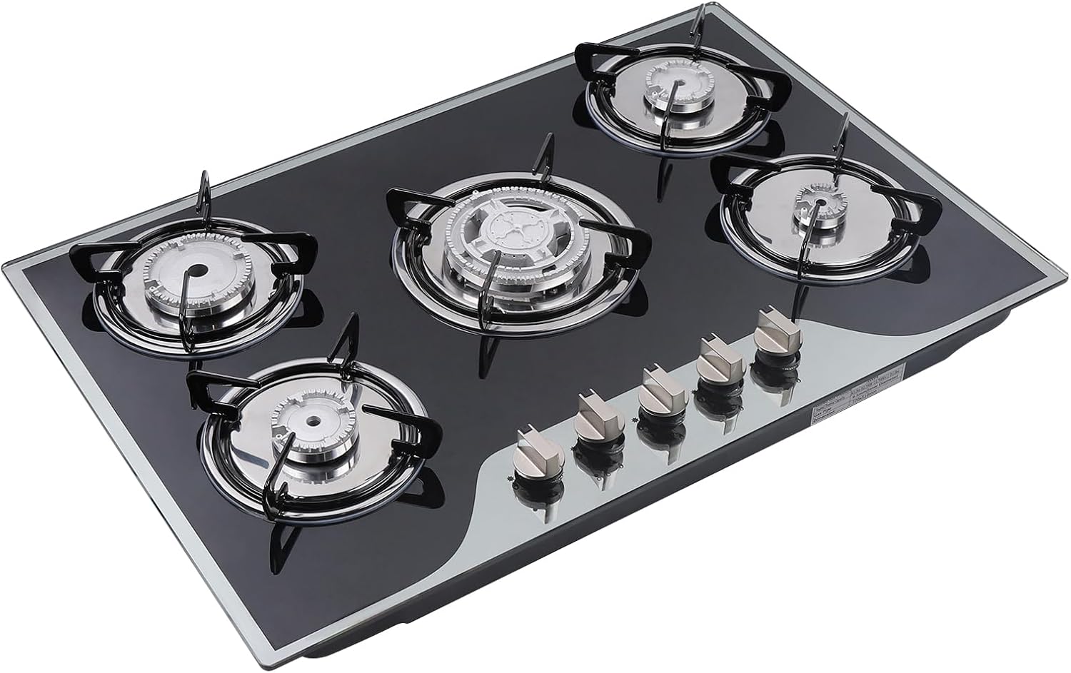5 Burners Gas Stove top, 30 Inch Steel Built-in Gas Cooktop Natural, Stainless Steel Countertop Built-in w/Thermocouple Protection for Home Indoor Kitchen Restaurant (30 inch)