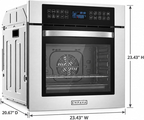Empava 24 Inch Electric Single Wall Oven with Convection Fan and Rotisserie