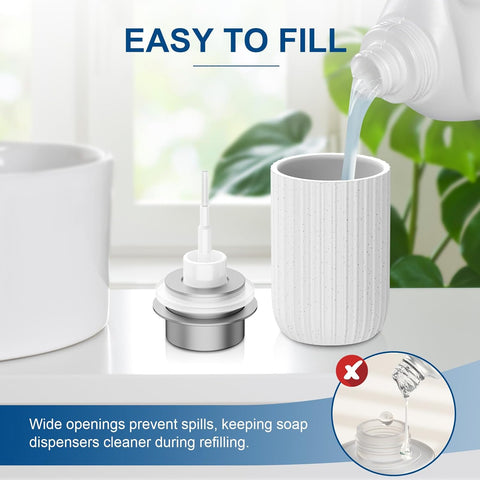 Ceramic Foaming Soap Dispenser, 12 oz Bathroom Foam Hand Soap Dispenser, Refillable Lotion Soap Dispenser with Removable Pump for Kitchen Hand Wash Dispenser, Modern Home Decor(2Pack-Speckled White)