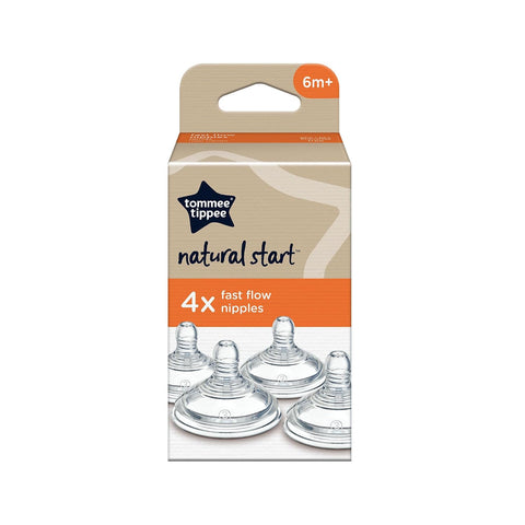 Tommee Tippee Natural Start Bottle Nipples, Fast Flow, 6m+
