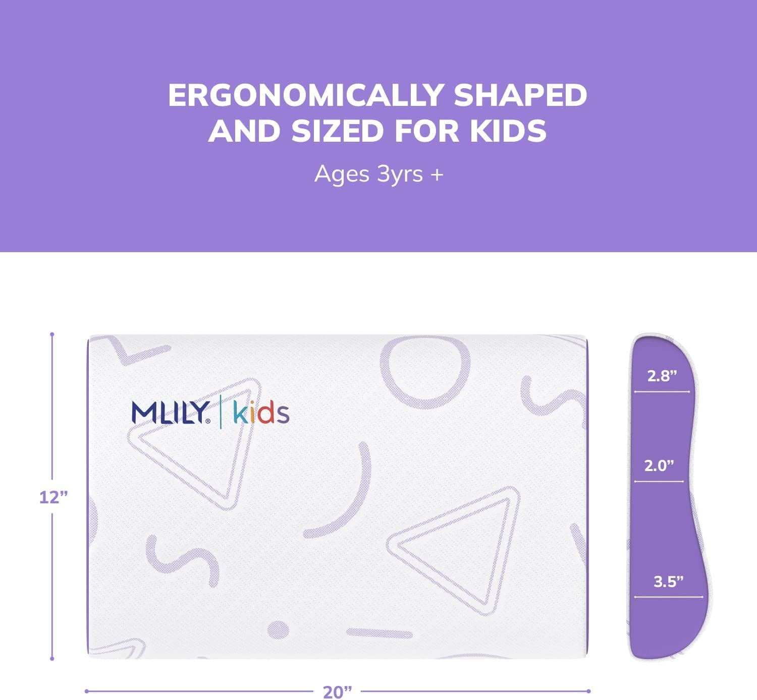 MLILY Kids Pillow for Sleeping, Adjustable Kids Memory Foam Pillow, Purple